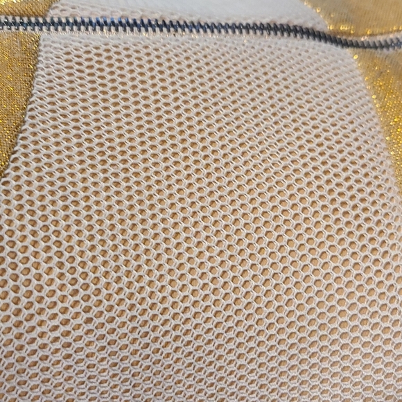 MARCELL VON BERLIN gold&white mesh zipper back sparkle shorts bodysuit.size smal - Picture 8 of 13